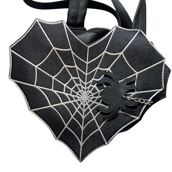 MAD Engine Handbags - Mad Engine Spiderweb Heart Backpack Purse Goth Halloween Punk